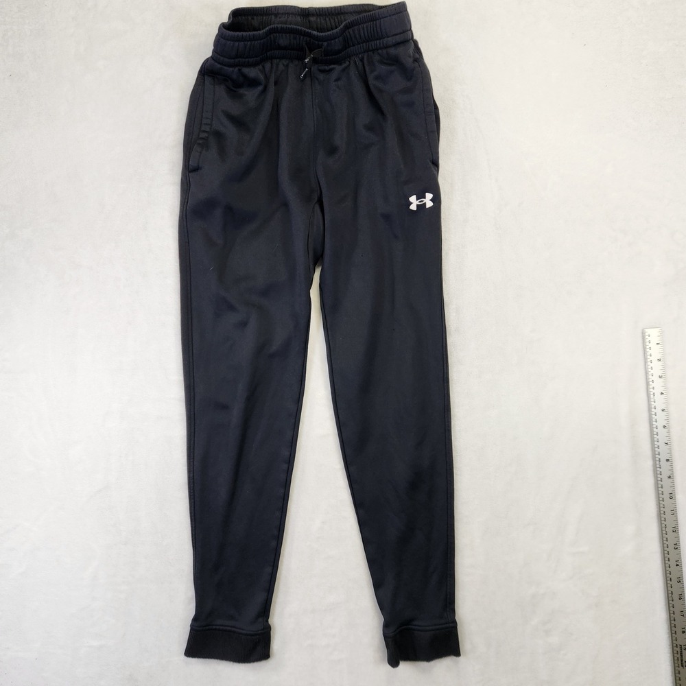 Under Armour Mens Fitted Joggers Black Track Pants Small Drawstring Activewear